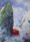 BIVACCO ROSSO - acrilico su tavola 100 x 70